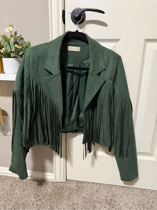 Altar'd State Jackets & Blazers - Women's Altard State Green Suede Fringe Jacket